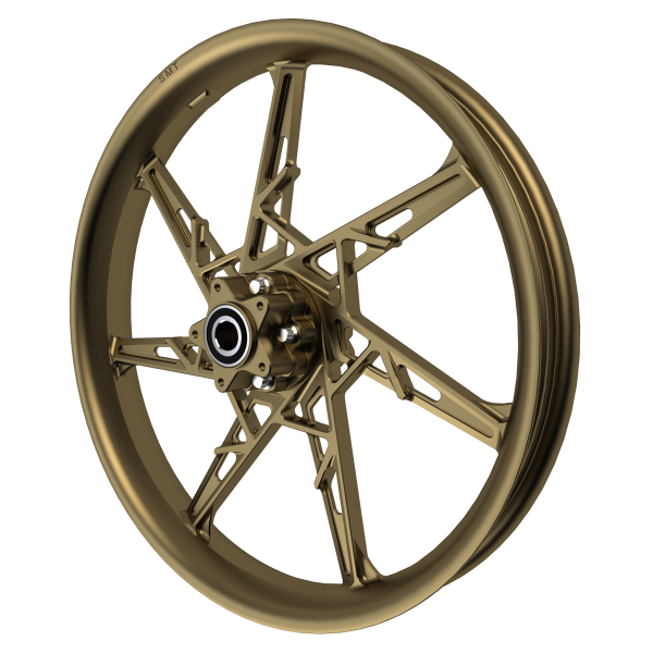 PS-4 custom motorycycle wheel in bronze