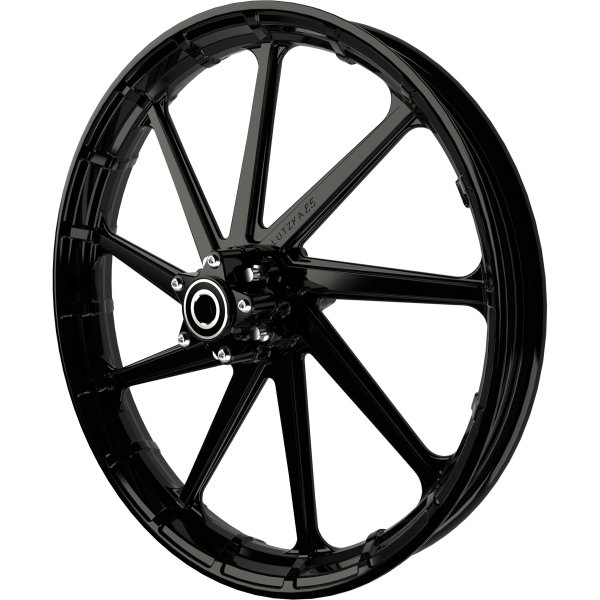 Lutzka Custom Motorcycle Wheel in Black side view