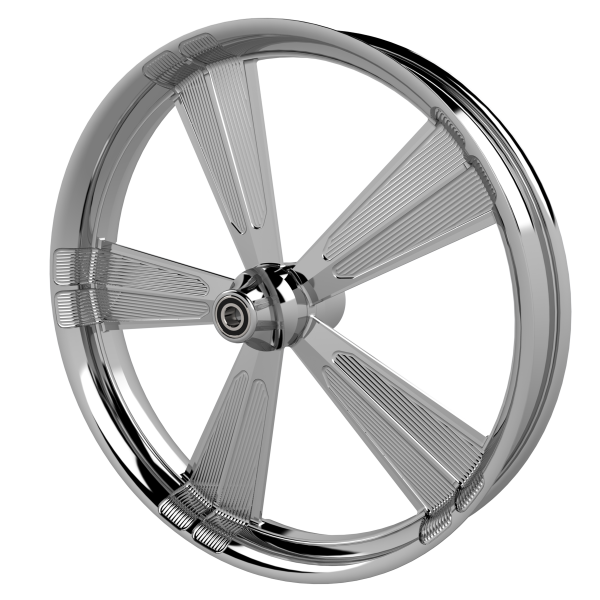 Contraband custom motorycycle wheel in chrome