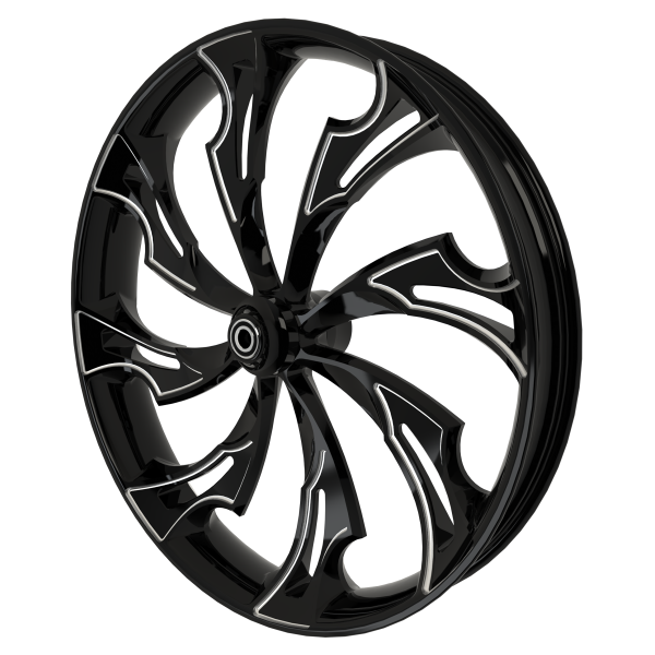 Guinzu 3D custom motorycycle wheel in black contrasting cut