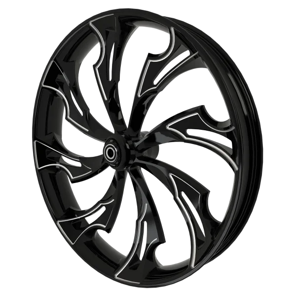 Guinzu 3D custom motorycycle wheel in black contrasting cut