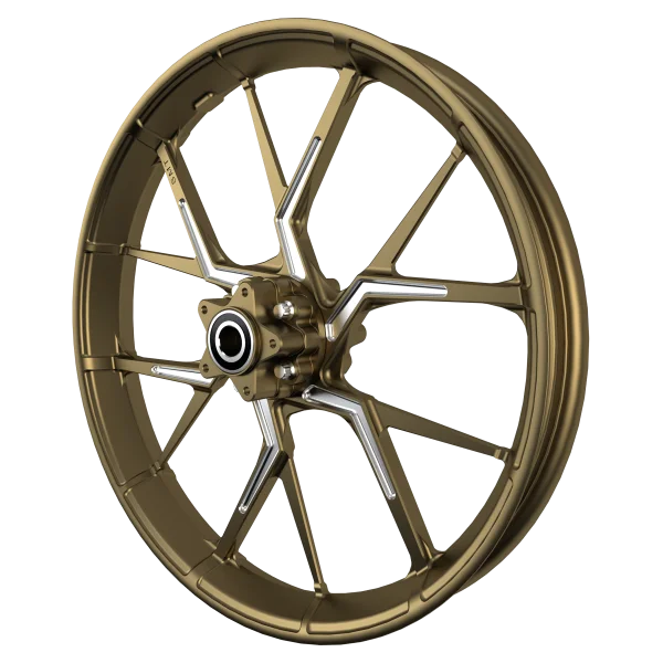 PS-2 custom motorycycle wheel in bronze contrasting cut