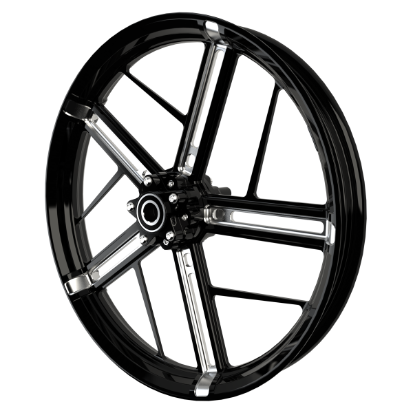 PS-1 custom motorycycle wheel in black contrasting cut