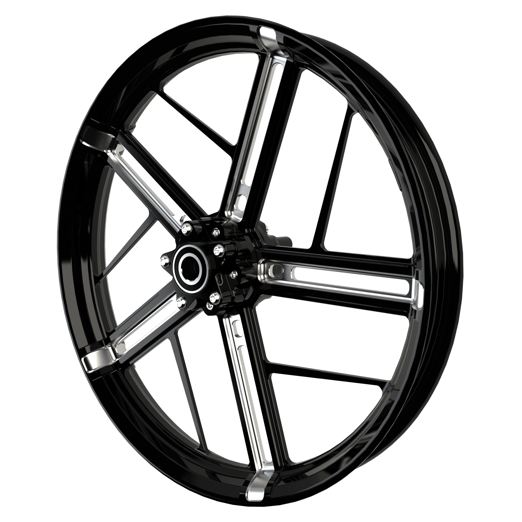 PS-1 custom motorycycle wheel in black contrasting cut