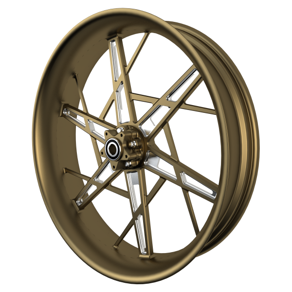 PS-6 Bulldog custom motorycycle wheel in bronze contrasting cut