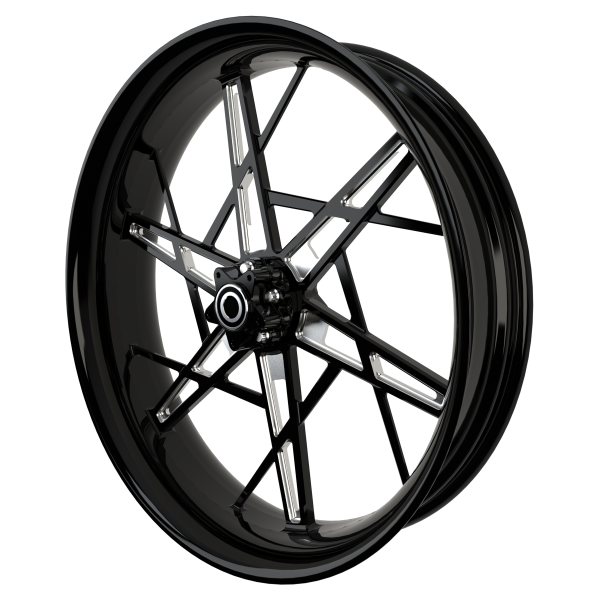 PS-6 Bulldog custom motorycycle wheel in black contrasting cut
