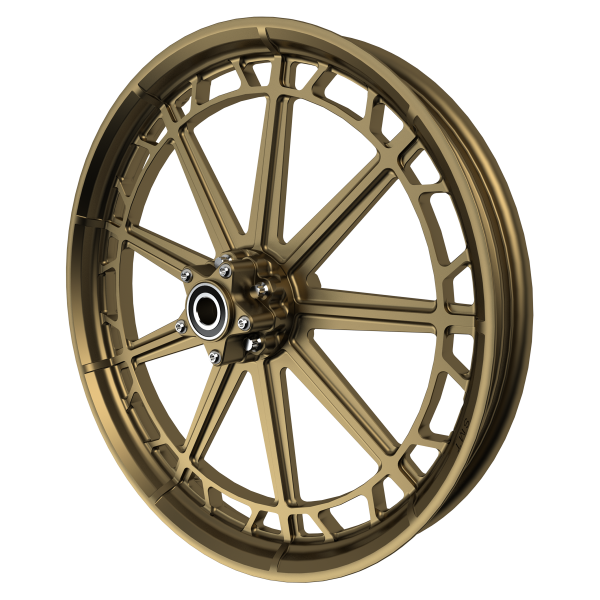 PS-7 custom motorycycle wheel in bronze