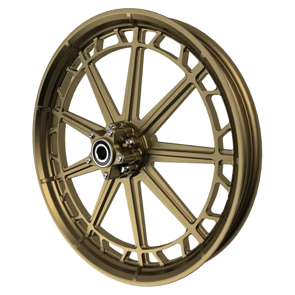 PS-7 custom motorycycle wheel in bronze