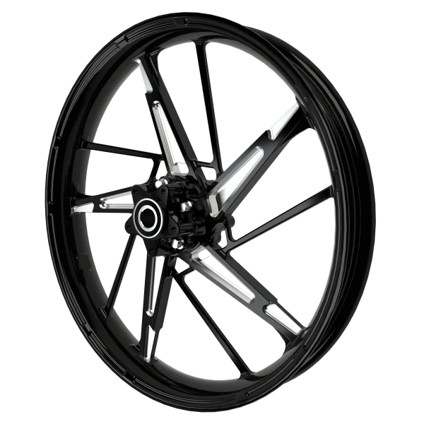 PS-8 custom motorycycle wheel in black contrasting cut