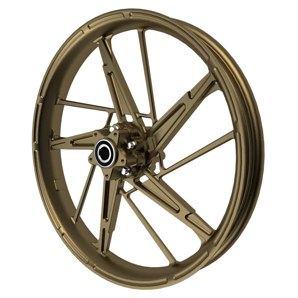 PS-8 custom motorycycle wheel in bronze