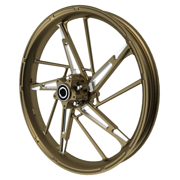 PS-8 custom motorycycle wheel in bronze contrasting cut