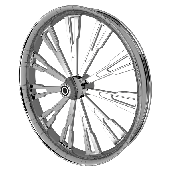 Roulette custom motorycycle wheel in chrome