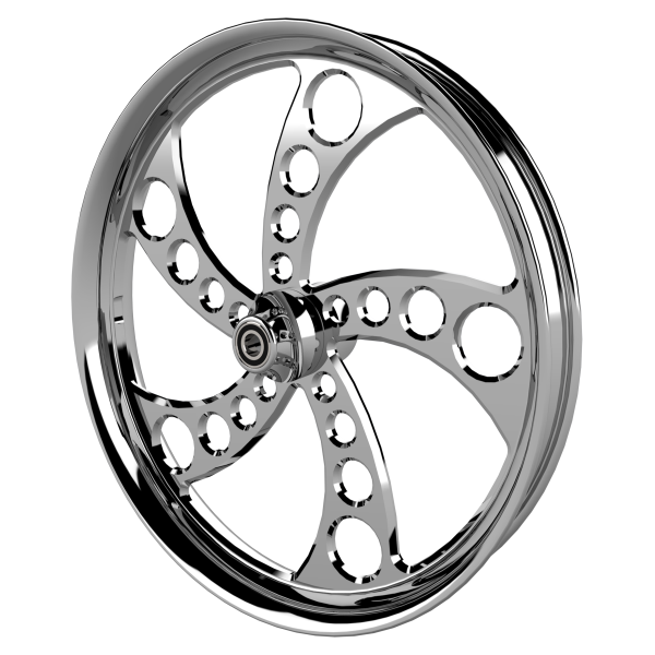 Silencer custom motorycycle wheel in chrome