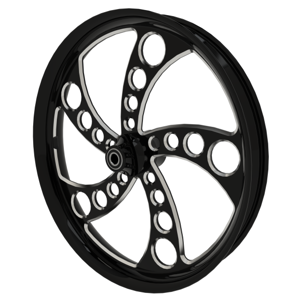 Silencer custom motorycycle wheel in black contrasting cut