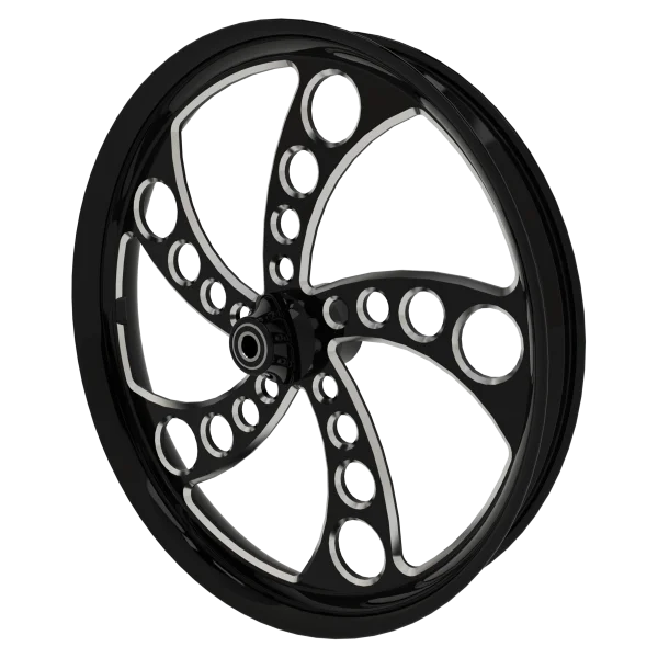 Silencer custom motorycycle wheel in black contrasting cut