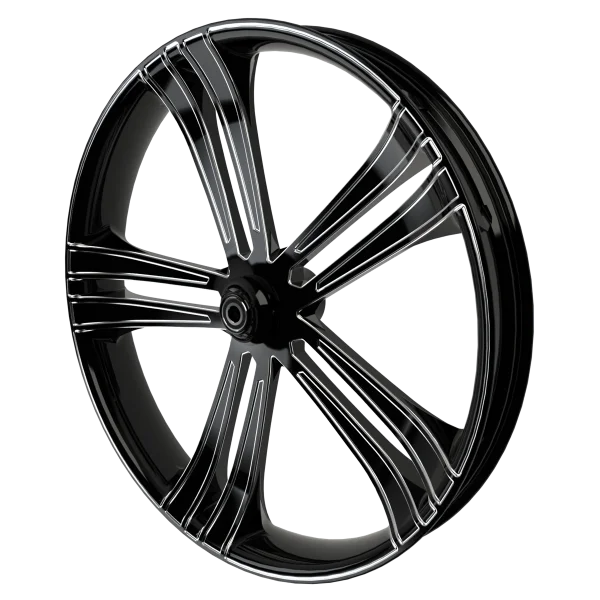 Sinful 3D custom motorycycle wheel in black contrasting cut