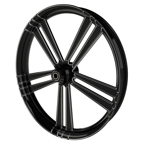 Sinful custom motorycycle wheel in black contrasting cut
