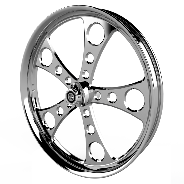 Simply Sinister custom motorycycle wheel in chrome