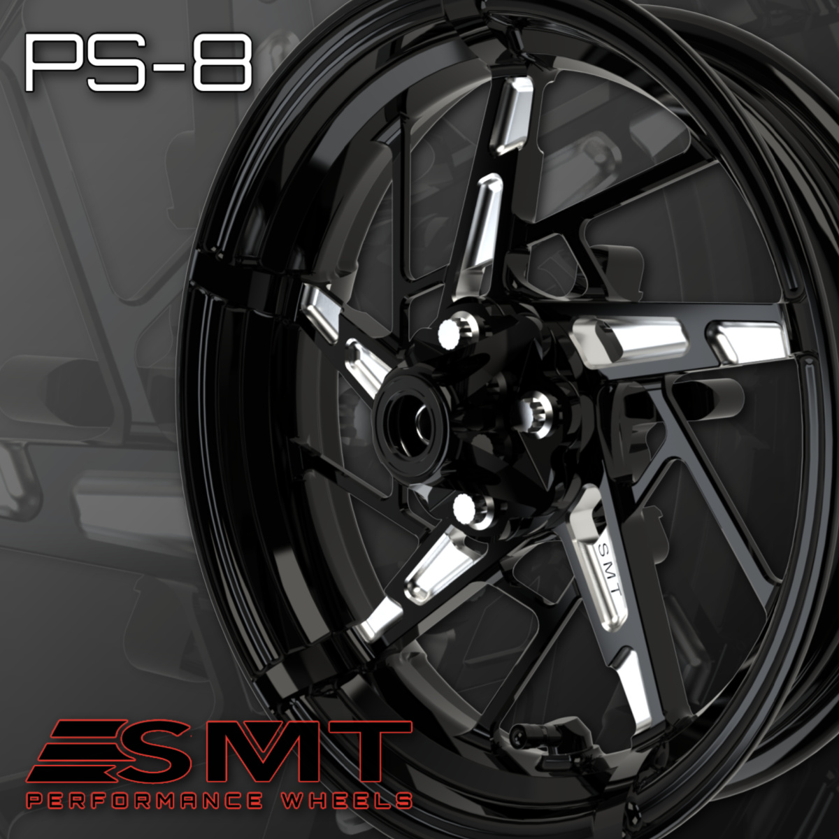 PS8 Custom Mini Motorcycle Wheel in Black Double Cut
