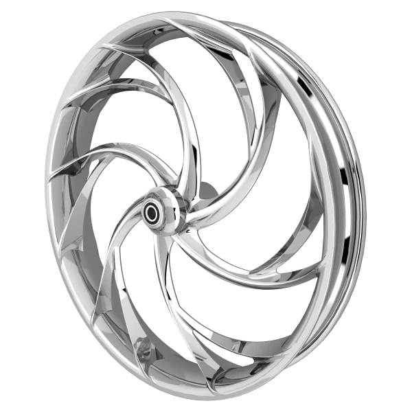 Slinger 3D custom motorycycle wheel in chrome