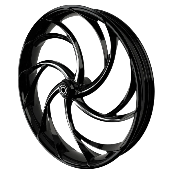 Slinger 3D custom motorycycle wheel in black contrasting cut