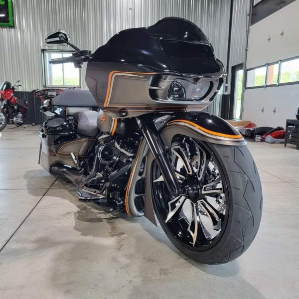 3D Black Double Cut Reaper Harley Road Glide Motorcycle Wheel gallery image 2
