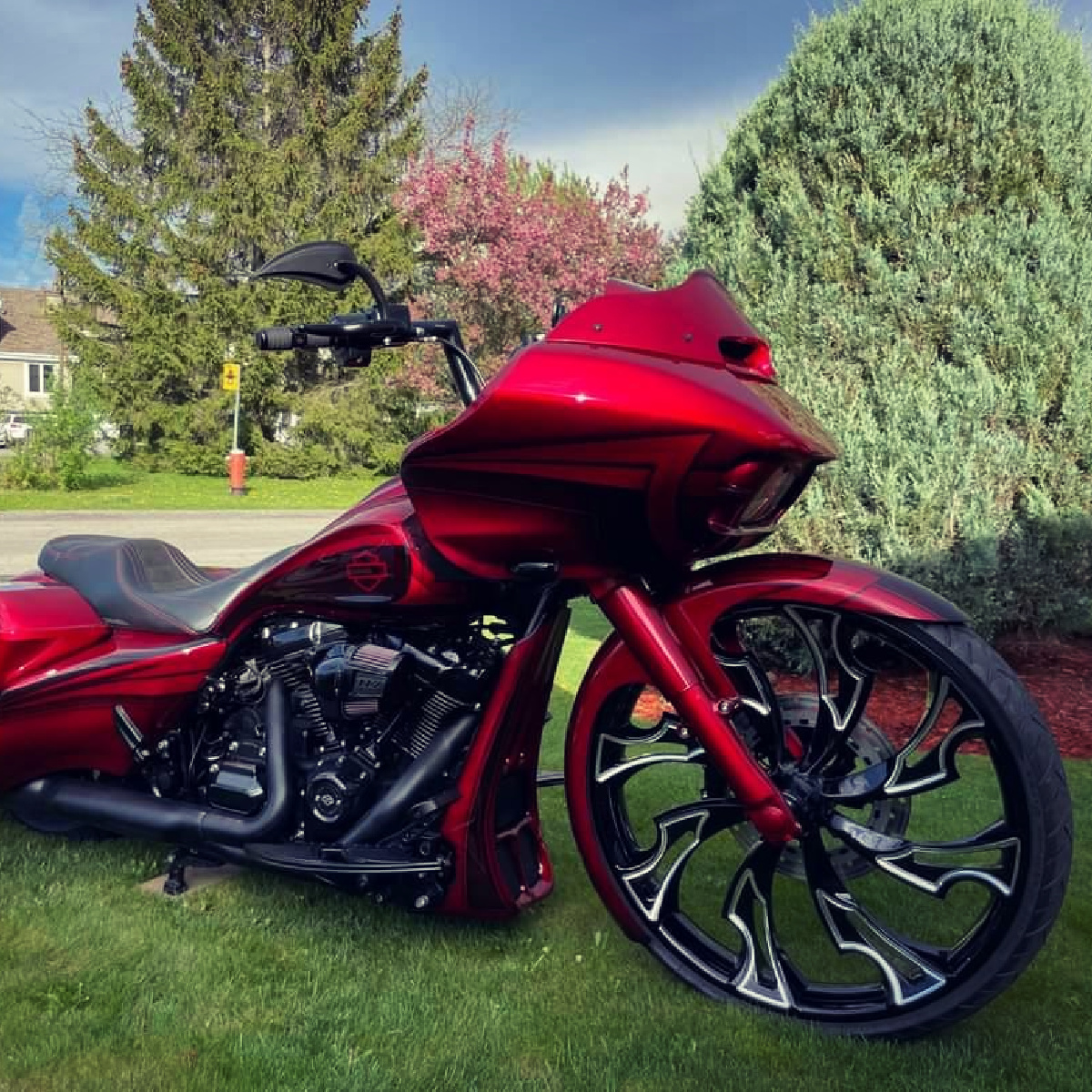 3D Guinzu black double cut Motorcycle wheel Harley Roadglide Bagger gallery image 1200 x 1200