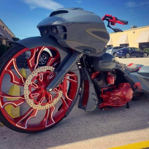 3D Guinzu red double cut Motorcycle wheel Harley Roadglide Bagger gallery image 1200 x 1200