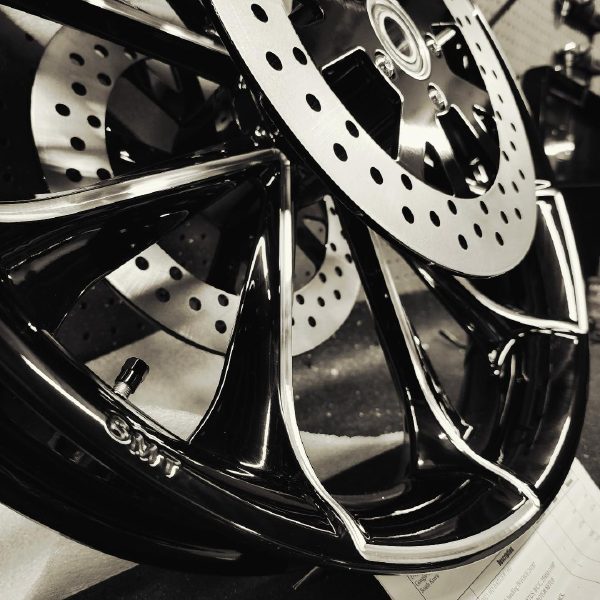Black Double Cut 3D Spartus Motorcycle Wheel gallery image 1 1200 x 1200