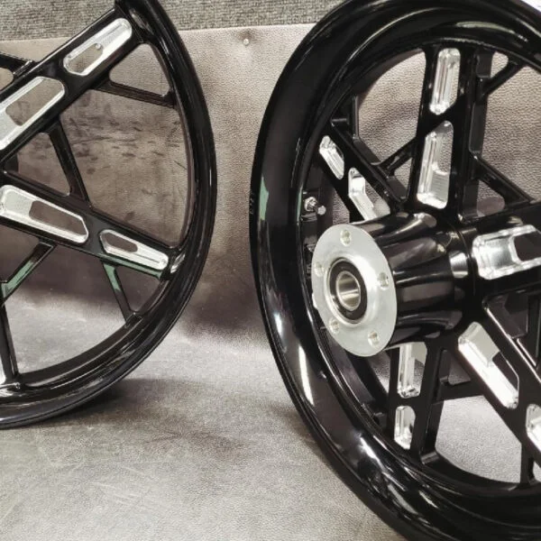 Black Double Cut SMT PS6 Performance Motorcycle Wheel gallery image 7 1200 x 1200