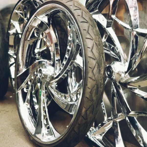 Chrome 3D Super Sonic Motorcycle Wheel gallery image 1 1200 x 1200
