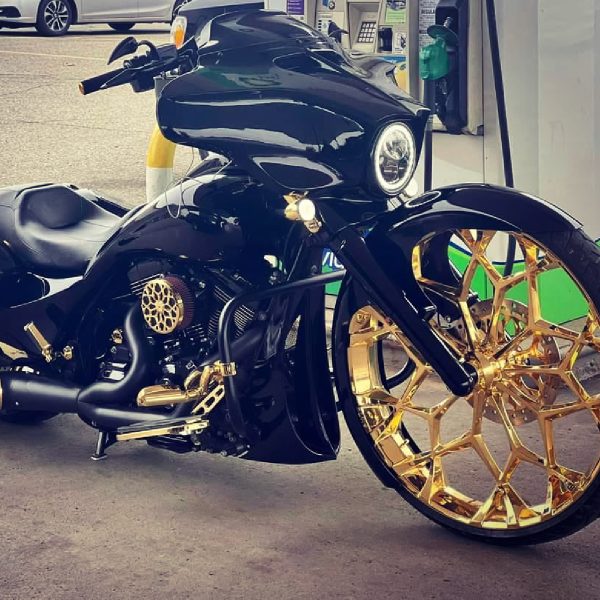 Gold 3D Torque Harley Street Glide Bagger Motorcycle Wheel gallery image 5 1200 x 1200
