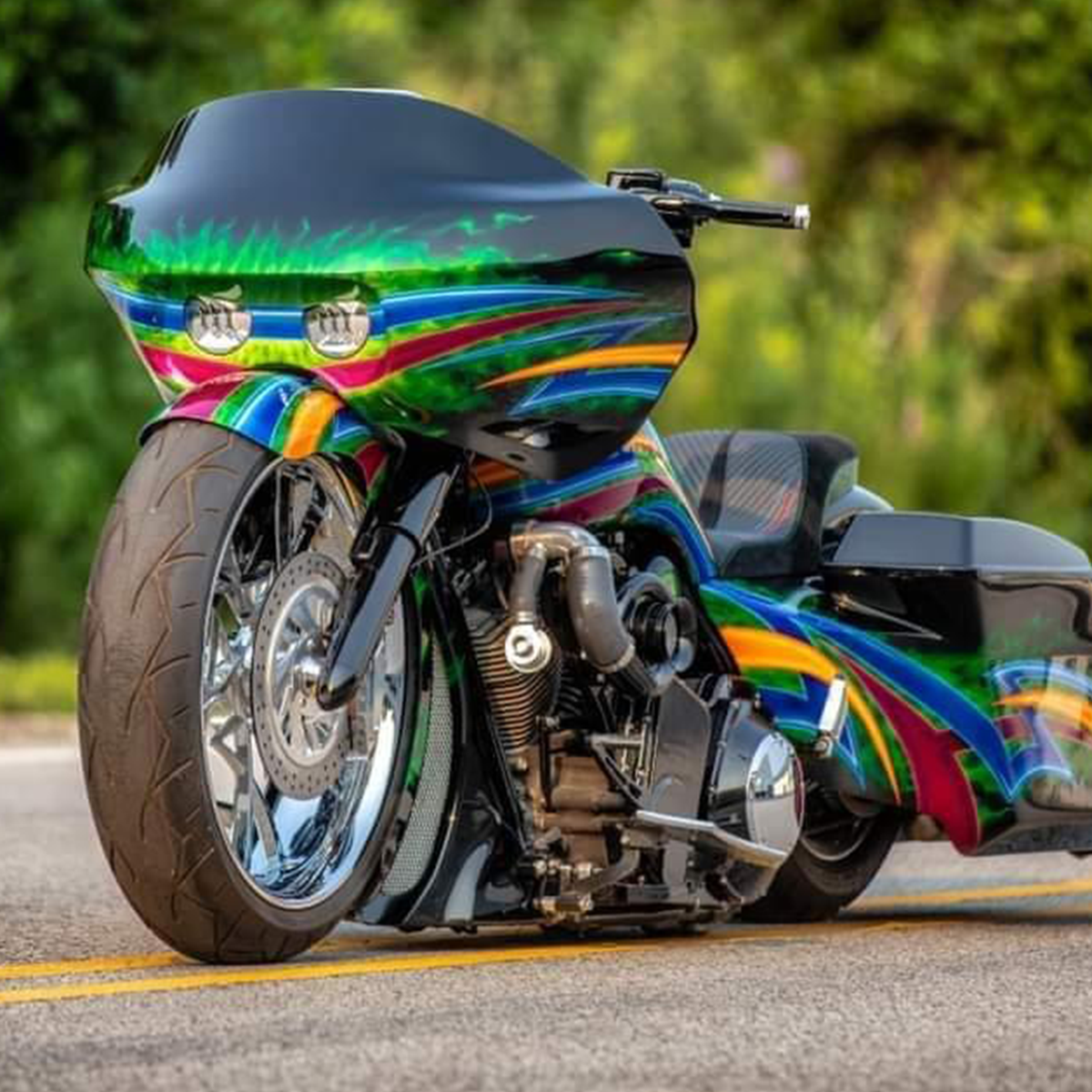 Custom motorcycle with our Bulldog fat tire wheel