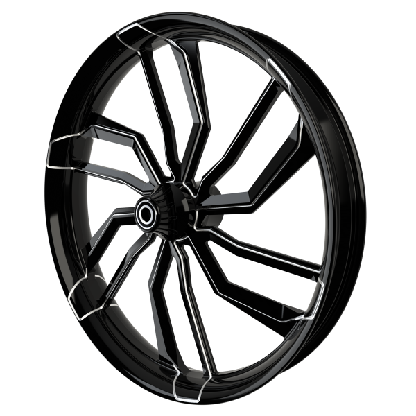 D6 custom motorcycle wheel in black contrast cut