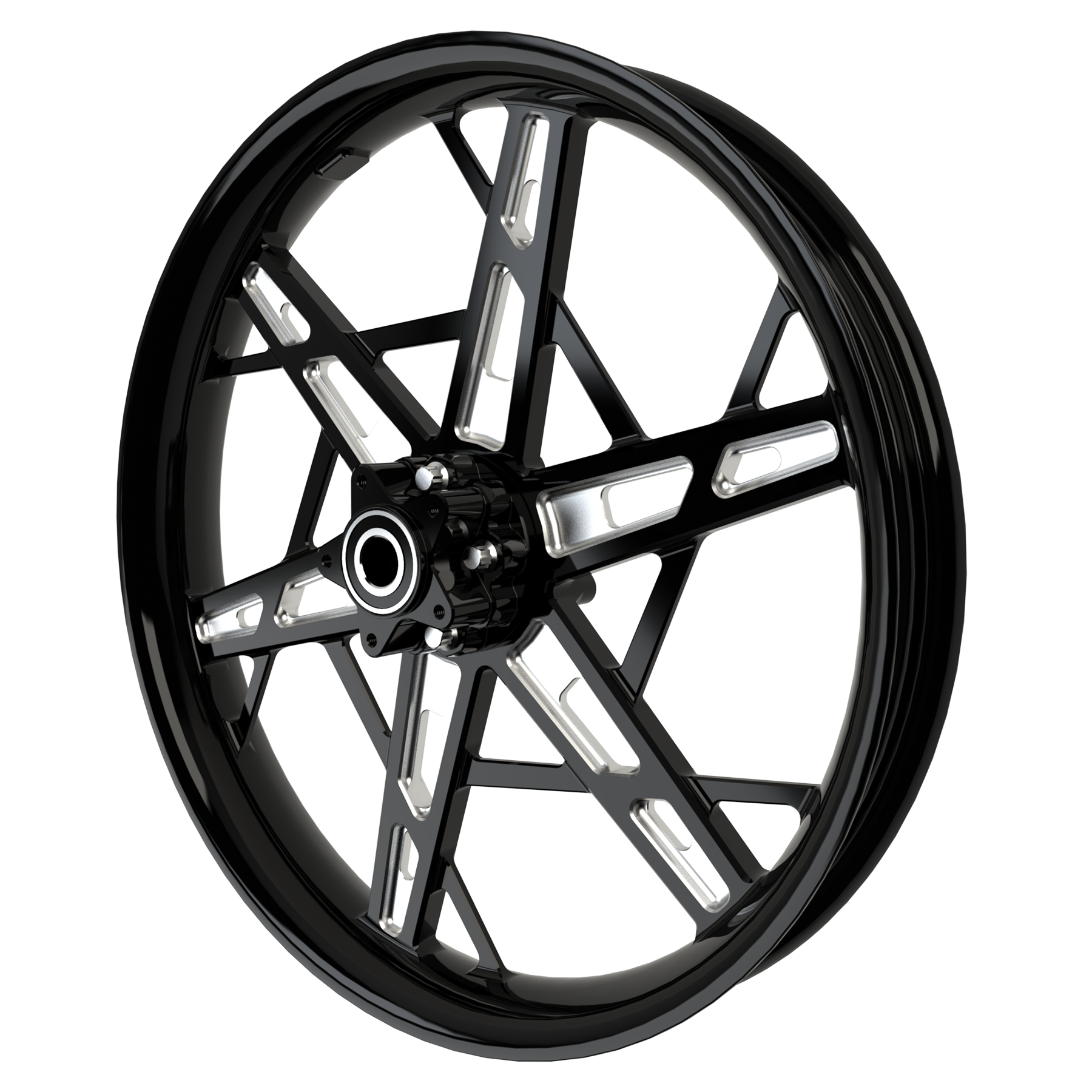 PS.06 custom motorycycle wheel in black double cut