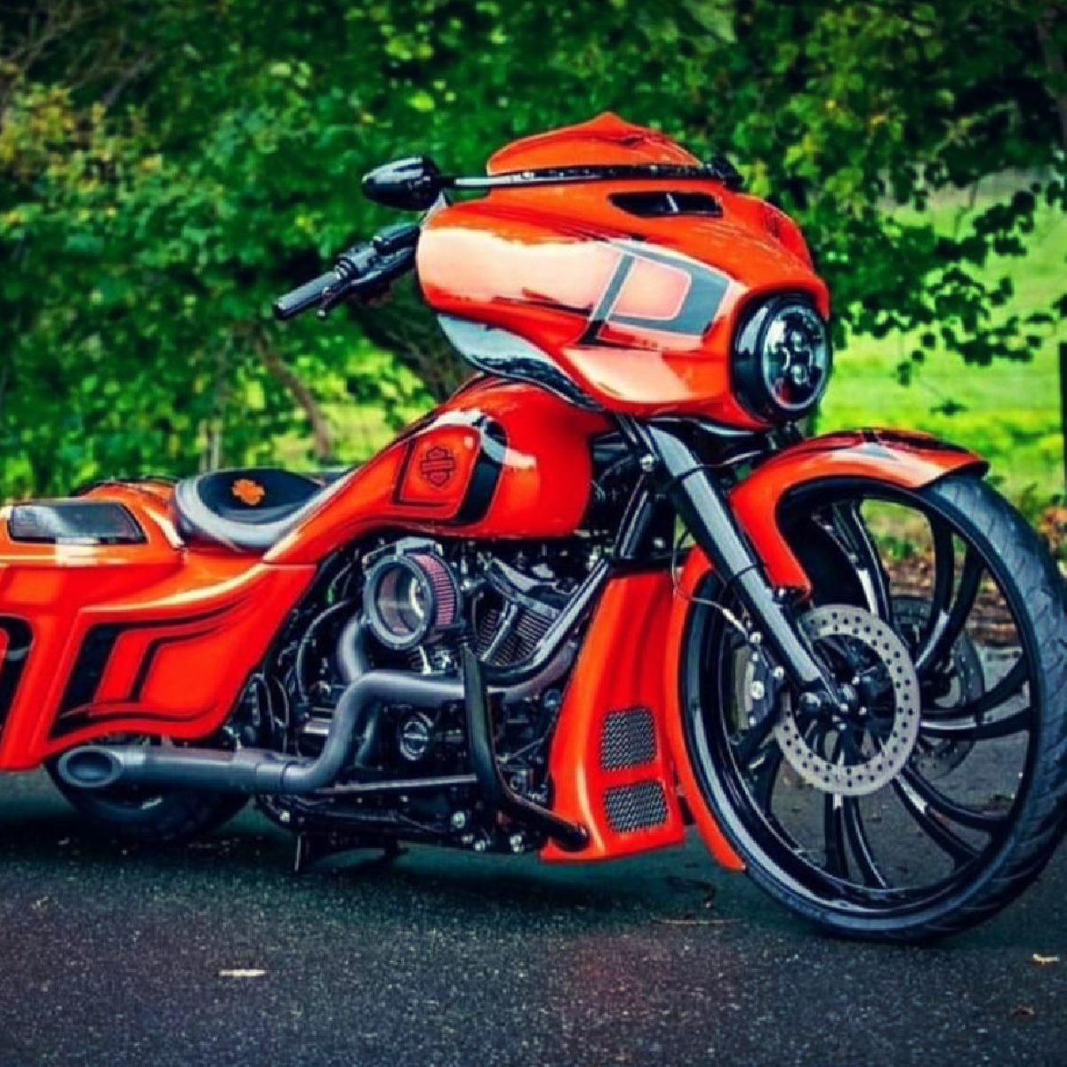 SMT Custom Harley V Arm Black Double Cut Street Glide Motorcycle Wheel