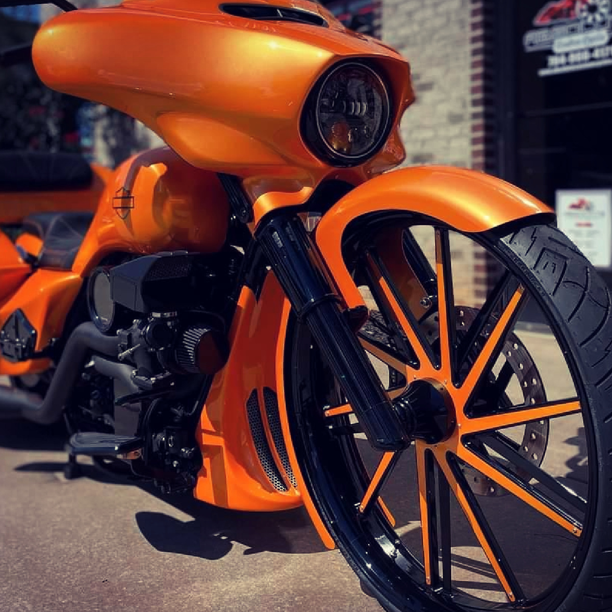 SMT Custom Harley GT2 Black & Orange Street Glide Motorcycle Wheel