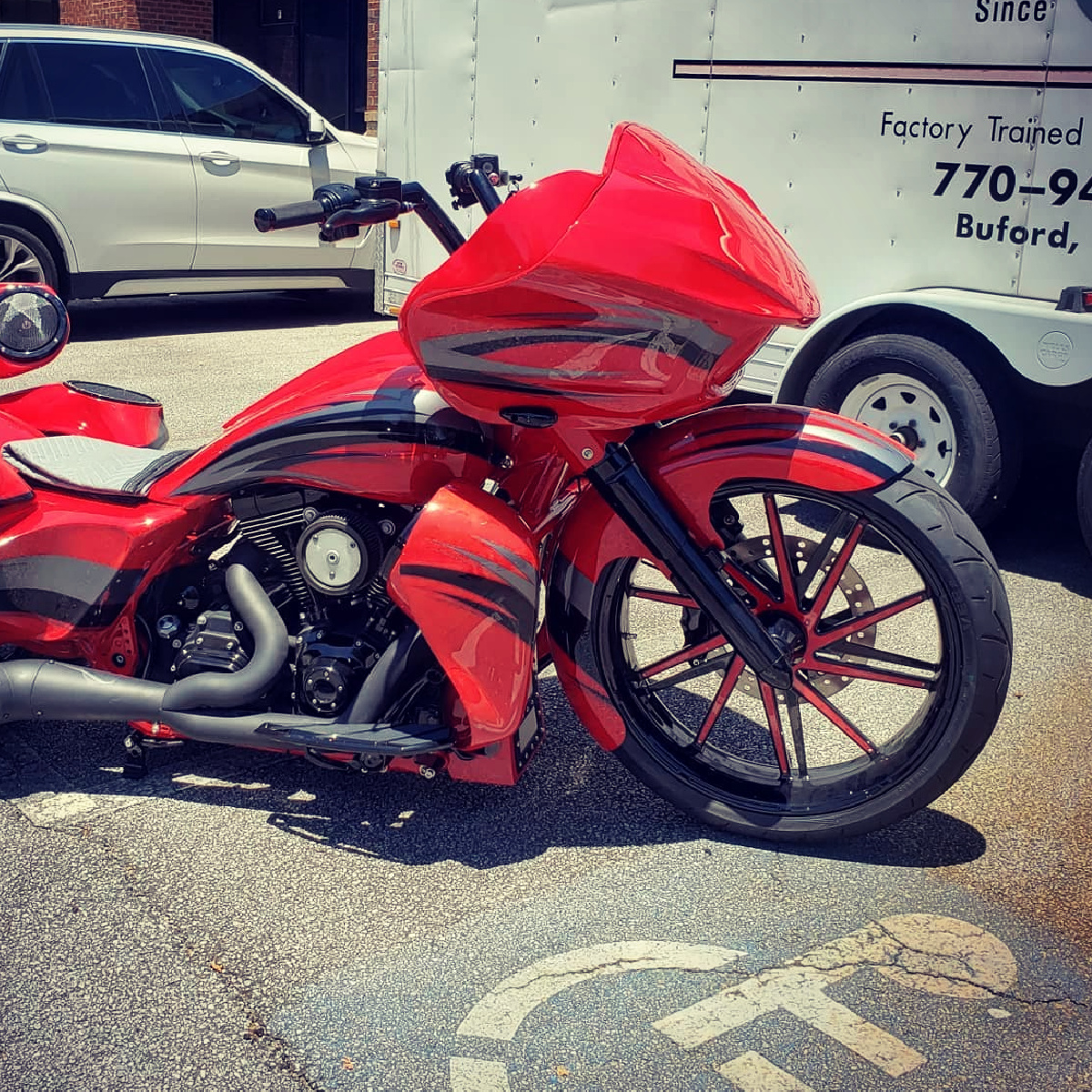 SMT Custom Harley GT2 Black & Red Road Glide Motorcycle Wheel