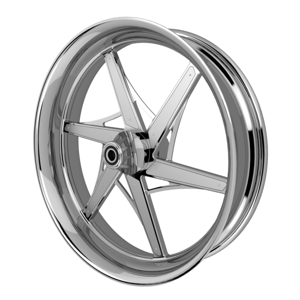 Gt6sixer custom motorcycle wheel in chrome with raw silver inserts
