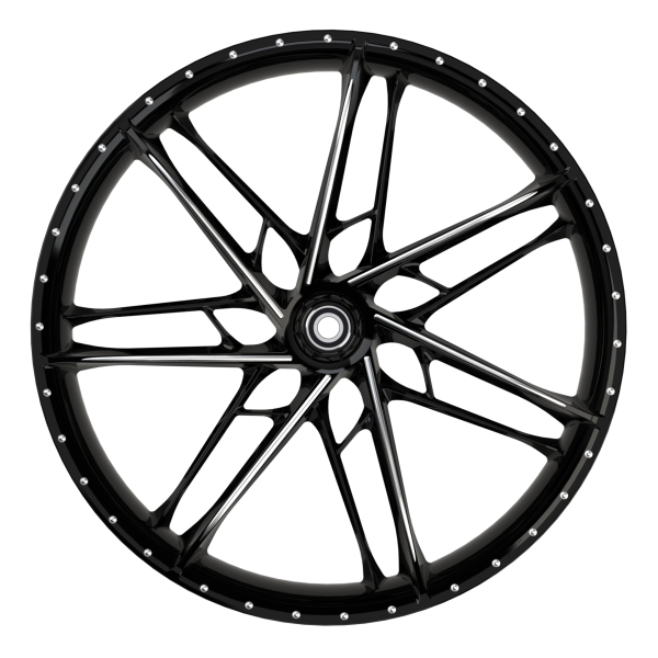 Gran Sport 3D custom motorcycle wheel in black double cut