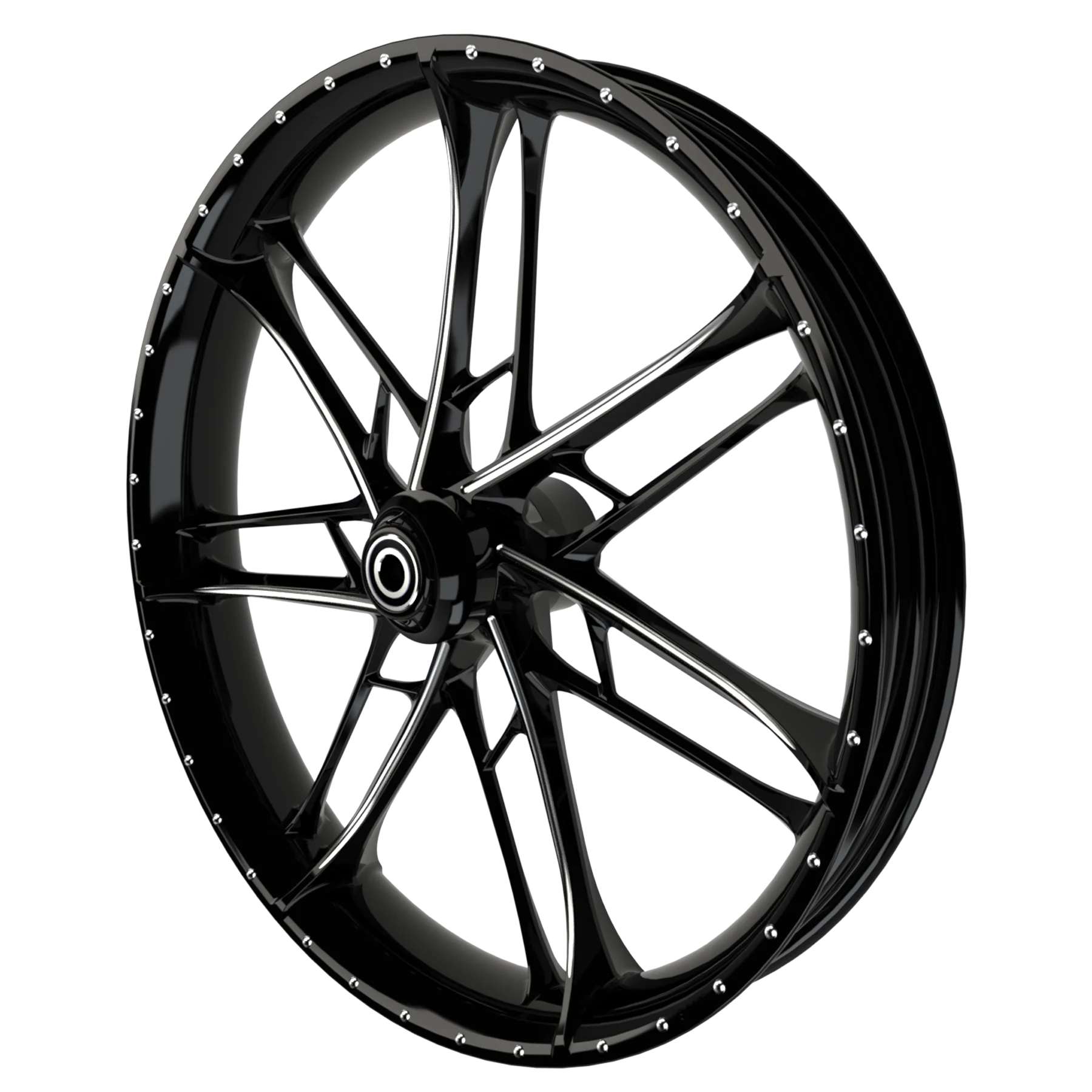 Gran Sport 3D custom motorcycle wheel in black double cut