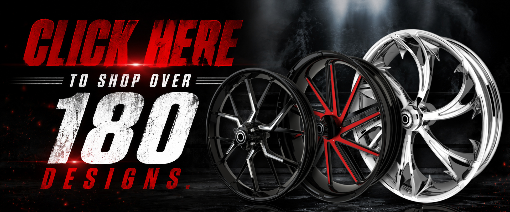 shop over 180 motorcycle wheel designs banner